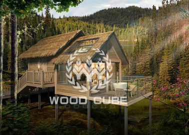 Steel Structure Prefab Wooden House , Lovely Prefabricated Tree House For Hotel